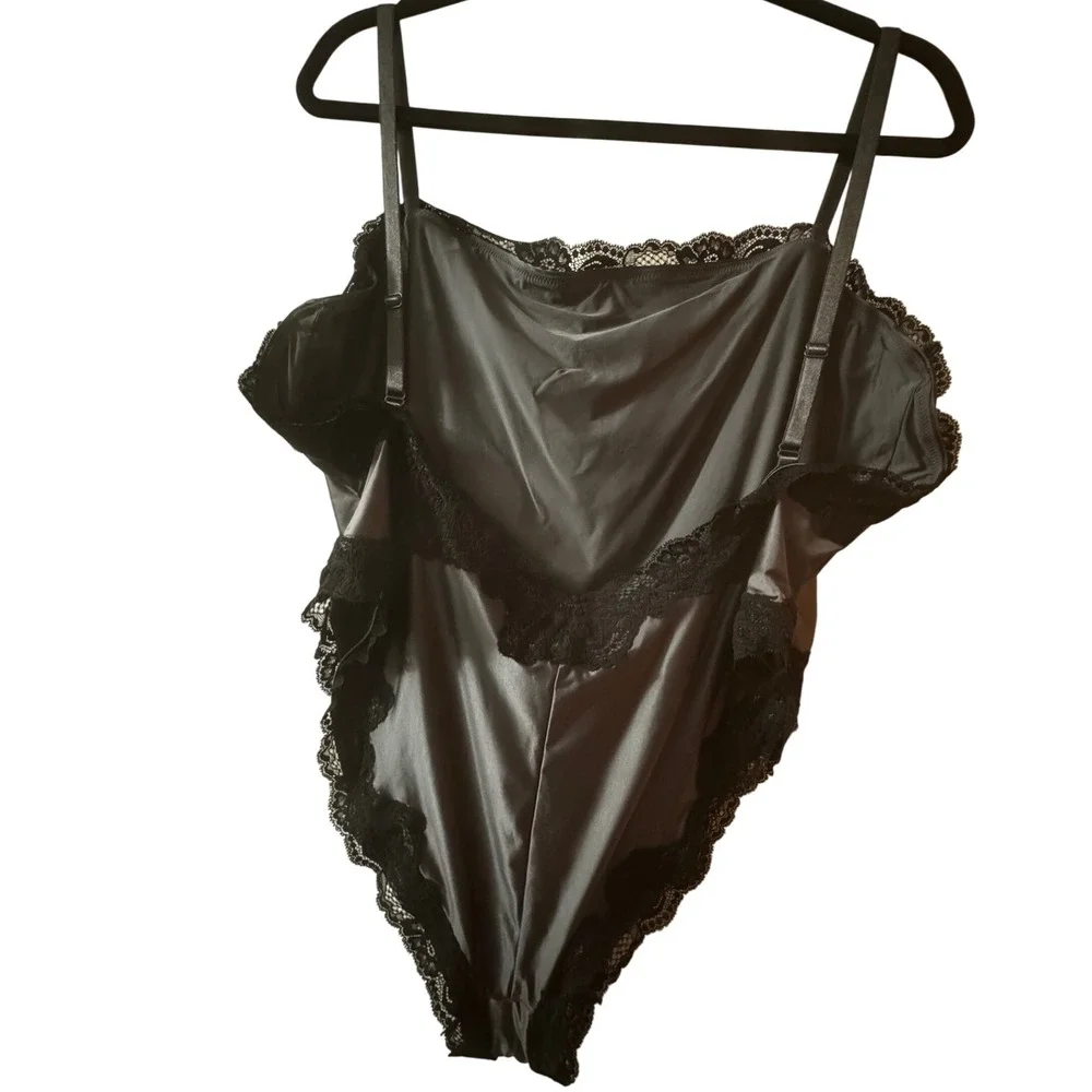 Skims Lace‎ Swim Cami One Piece Lingerie Bodysuit Gunmetal Gray 3X